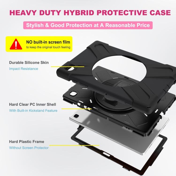 For Samsung Galaxy Tab A7 10.4 2020 T500 / T505 Shockproof Colorful Silicone + PC Protective Case with Holder & Shoulder Strap & Hand Strap(Black) - Other Galaxy Tab PC by buy2fix | Online Shopping UK | buy2fix