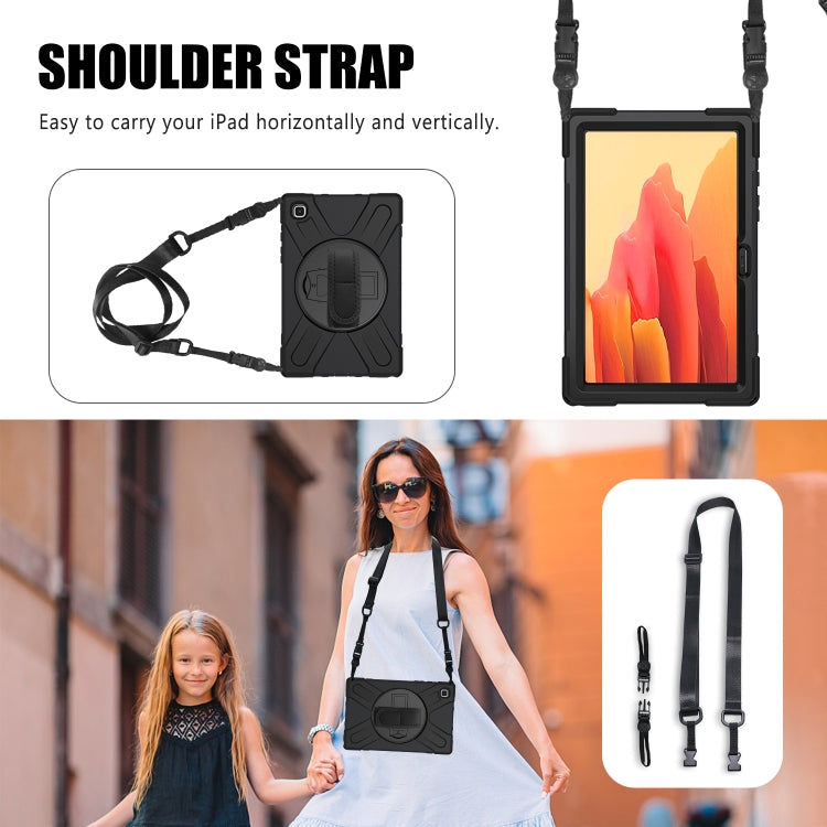 For Samsung Galaxy Tab A7 10.4 2020 T500 / T505 Shockproof Colorful Silicone + PC Protective Case with Holder & Shoulder Strap & Hand Strap(Black) - Other Galaxy Tab PC by buy2fix | Online Shopping UK | buy2fix