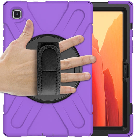 For Samsung Galaxy Tab A7 10.4 2020 T500 / T505 Shockproof Colorful Silicone + PC Protective Case with Holder & Shoulder Strap & Hand Strap(Purple) by buy2fix