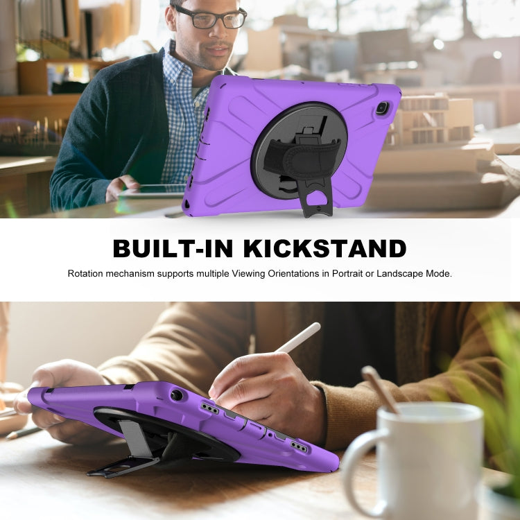For Samsung Galaxy Tab A7 10.4 2020 T500 / T505 Shockproof Colorful Silicone + PC Protective Case with Holder & Shoulder Strap & Hand Strap(Purple) - Other Galaxy Tab PC by buy2fix | Online Shopping UK | buy2fix