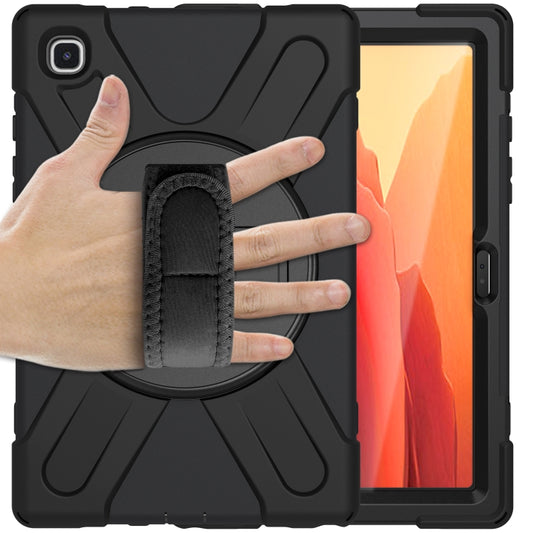 For Samsung Galaxy Tab A7 10.4 2020 T500 / T505 Shockproof Colorful Silicone + PC Protective Case with Holder & Shoulder Strap & Hand Strap & Screen Protector(Black) by buy2fix