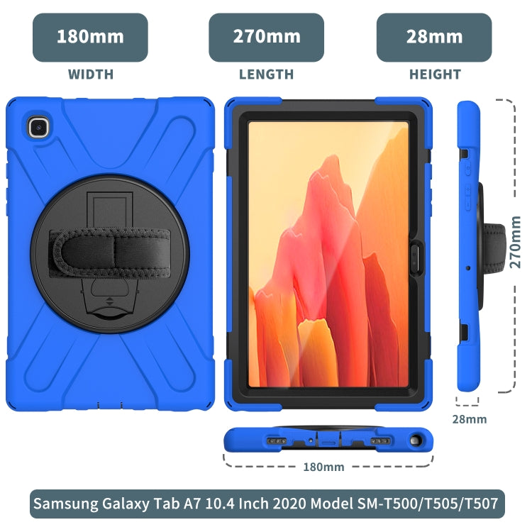 For Samsung Galaxy Tab A7 10.4 2020 T500 / T505 Shockproof Colorful Silicone + PC Protective Case with Holder & Shoulder Strap & Hand Strap & Screen Protector(Blue) - Other Galaxy Tab PC by buy2fix | Online Shopping UK | buy2fix