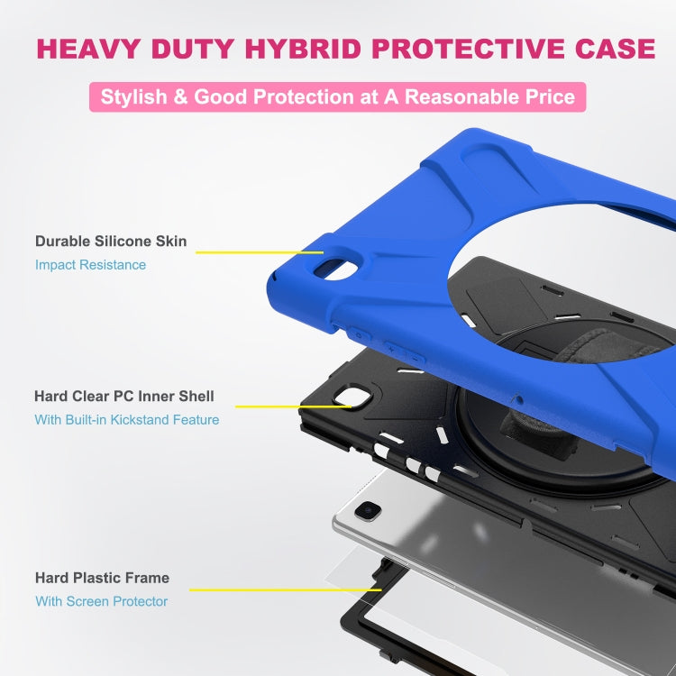 For Samsung Galaxy Tab A7 10.4 2020 T500 / T505 Shockproof Colorful Silicone + PC Protective Case with Holder & Shoulder Strap & Hand Strap & Screen Protector(Blue) - Other Galaxy Tab PC by buy2fix | Online Shopping UK | buy2fix