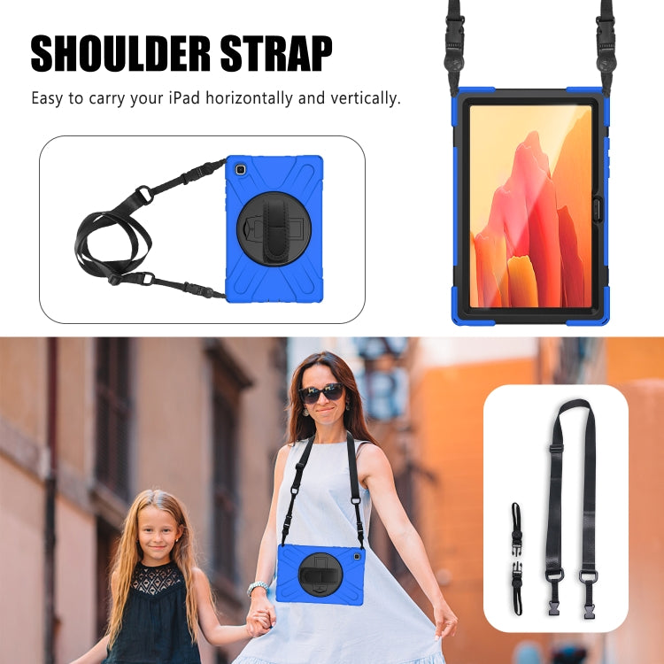For Samsung Galaxy Tab A7 10.4 2020 T500 / T505 Shockproof Colorful Silicone + PC Protective Case with Holder & Shoulder Strap & Hand Strap & Screen Protector(Blue) - Other Galaxy Tab PC by buy2fix | Online Shopping UK | buy2fix
