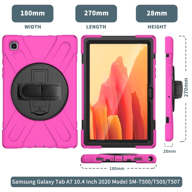 For Samsung Galaxy Tab A7 10.4 2020 T500 / T505 Shockproof Colorful Silicone + PC Protective Case with Holder & Shoulder Strap & Hand Strap & Screen Protector(Rose Red) - Other Galaxy Tab PC by buy2fix | Online Shopping UK | buy2fix