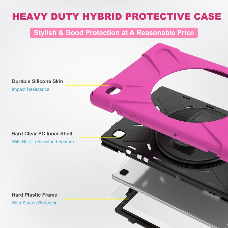 For Samsung Galaxy Tab A7 10.4 2020 T500 / T505 Shockproof Colorful Silicone + PC Protective Case with Holder & Shoulder Strap & Hand Strap & Screen Protector(Rose Red) - Other Galaxy Tab PC by buy2fix | Online Shopping UK | buy2fix