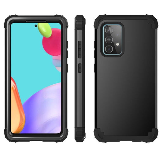 For Samsung Galaxy A52 4G / 5G PC + Silicone Three-piece Shockproof Protection Case(Black) by buy2fix