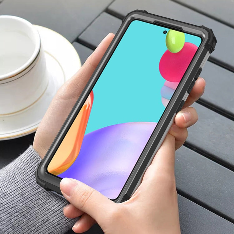 For Samsung Galaxy A52 4G / 5G PC + Silicone Three-piece Shockproof Protection Case(Black) by buy2fix