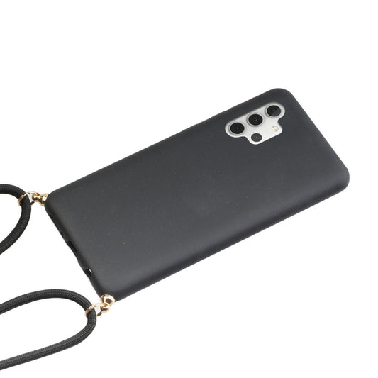 For Samsung Galaxy A32 5G Wheat Straw Material + TPU Protective Case with Lanyard(Black) - Galaxy Phone Cases by buy2fix | Online Shopping UK | buy2fix