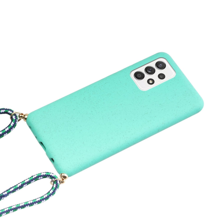 For Samsung Galaxy A52 5G / 4G Wheat Straw Material + TPU Protective Case with Lanyard(Green) - Galaxy Phone Cases by buy2fix | Online Shopping UK | buy2fix