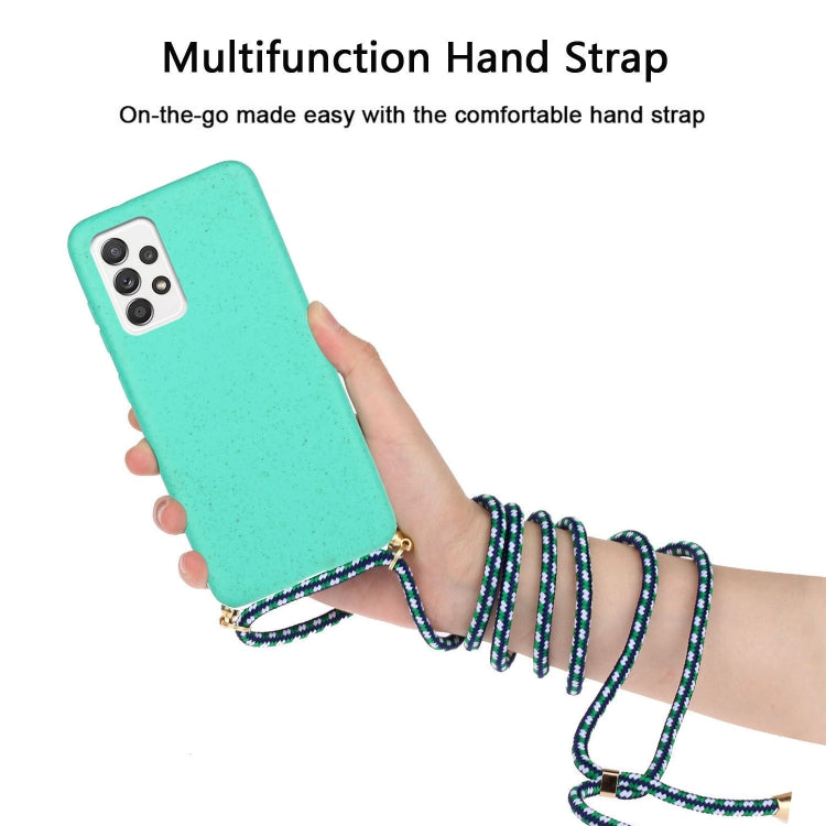 For Samsung Galaxy A52 5G / 4G Wheat Straw Material + TPU Protective Case with Lanyard(Green) - Galaxy Phone Cases by buy2fix | Online Shopping UK | buy2fix