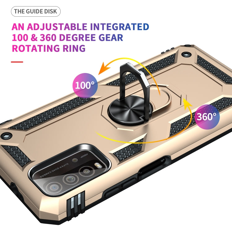 For Xiaomi Redmi Note 9 4G / 9T / 9 Power Shockproof TPU + PC Protective Case with 360 Degree Rotating Holder(Gold) - Xiaomi Cases by buy2fix | Online Shopping UK | buy2fix