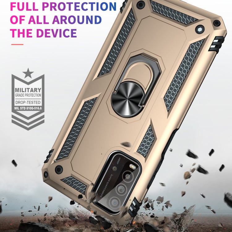 For Xiaomi Redmi Note 9 4G / 9T / 9 Power Shockproof TPU + PC Protective Case with 360 Degree Rotating Holder(Gold) - Xiaomi Cases by buy2fix | Online Shopping UK | buy2fix