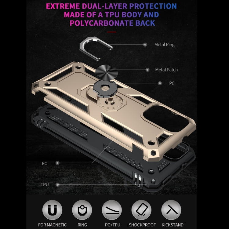 For Xiaomi Redmi Note 9 4G / 9T / 9 Power Shockproof TPU + PC Protective Case with 360 Degree Rotating Holder(Gold) - Xiaomi Cases by buy2fix | Online Shopping UK | buy2fix