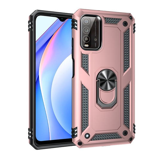 For Xiaomi Redmi Note 9 4G / 9T / 9 Power Shockproof TPU + PC Protective Case with 360 Degree Rotating Holder(Rose Gold) by buy2fix