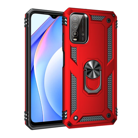 For Xiaomi Redmi Note 9 4G / 9T / 9 Power Shockproof TPU + PC Protective Case with 360 Degree Rotating Holder(Red) by buy2fix