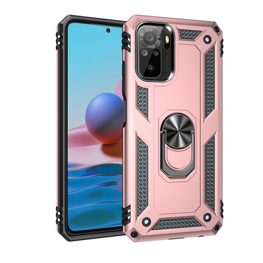 For Xiaomi Redmi Note 10 / Note 10S Shockproof TPU + PC Protective Case with 360 Degree Rotating Holder(Rose Gold) by buy2fix