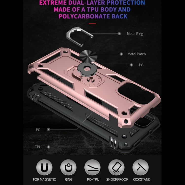 For Xiaomi Redmi Note 10 / Note 10S Shockproof TPU + PC Protective Case with 360 Degree Rotating Holder(Rose Gold) by buy2fix