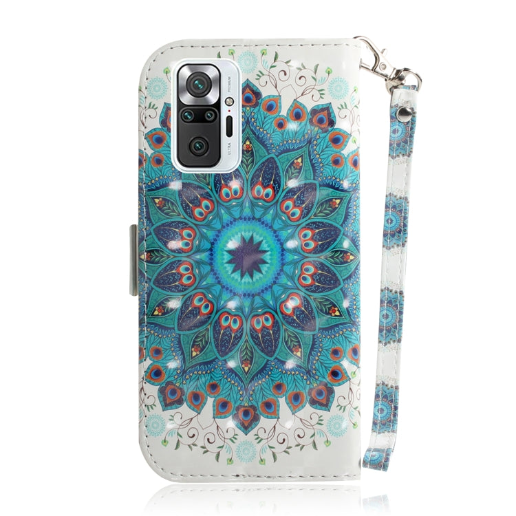 For Xiaomi Redmi Note 10 Pro 3D Painted Pattern Magnetic Attraction Horizontal Flip Leather Case with Holder & Card Slot & Wallet & Lanyard(Peacock Wreath) - Xiaomi Cases by buy2fix | Online Shopping UK | buy2fix
