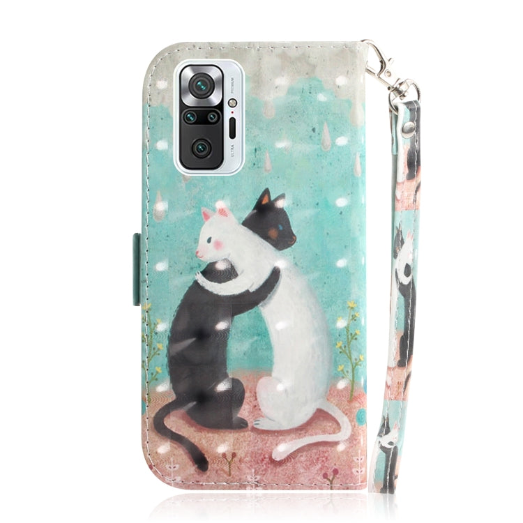 For Xiaomi Redmi Note 10 Pro 3D Painted Pattern Magnetic Attraction Horizontal Flip Leather Case with Holder & Card Slot & Wallet & Lanyard(Black White Cat) - Xiaomi Cases by buy2fix | Online Shopping UK | buy2fix