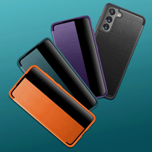 For Samsung Galaxy S21 FE Shockproof Horizontal Flip Plain Leather Phone Case(Black) - Galaxy Phone Cases by buy2fix | Online Shopping UK | buy2fix