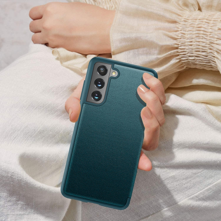 For Samsung Galaxy S21 FE Shockproof Horizontal Flip Plain Leather Phone Case(Orange) by buy2fix