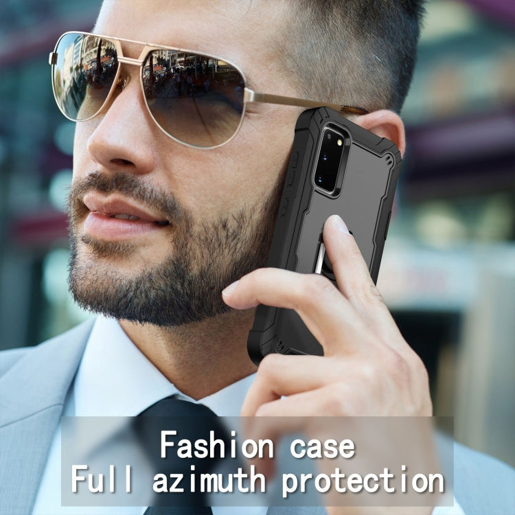 For Samsung Galaxy S20 FE / FE 5G PC + Rubber 3-layers Shockproof Protective Case with Rotating Holder(Black) by buy2fix
