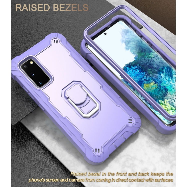 For Samsung Galaxy S20 FE / FE 5G PC + Rubber 3-layers Shockproof Protective Case with Rotating Holder(Purple) - Galaxy S20 FE Cases by buy2fix | Online Shopping UK | buy2fix