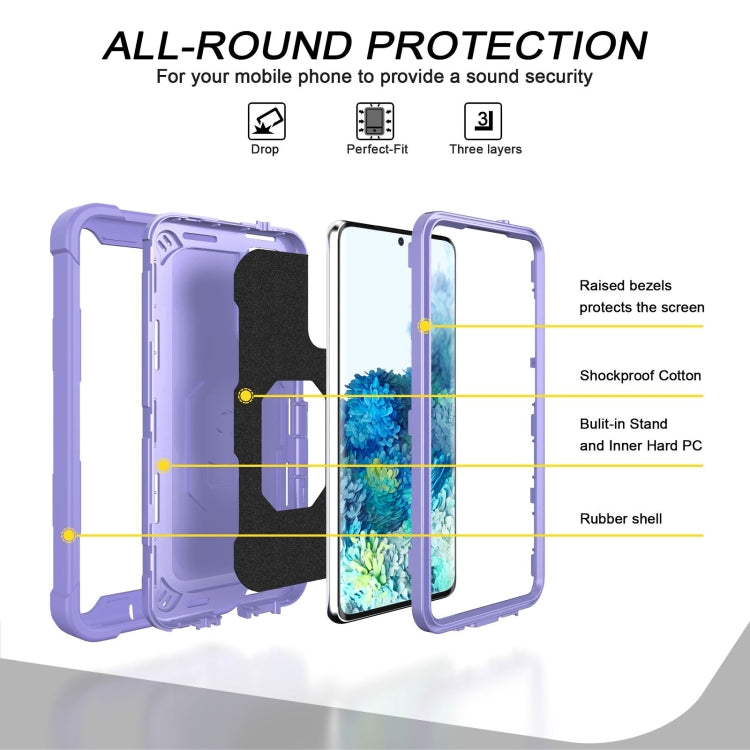 For Samsung Galaxy S20 FE / FE 5G PC + Rubber 3-layers Shockproof Protective Case with Rotating Holder(Purple) - Galaxy S20 FE Cases by buy2fix | Online Shopping UK | buy2fix