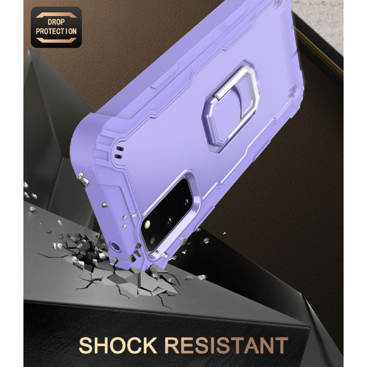 For Samsung Galaxy S20 FE / FE 5G PC + Rubber 3-layers Shockproof Protective Case with Rotating Holder(Purple) - Galaxy S20 FE Cases by buy2fix | Online Shopping UK | buy2fix