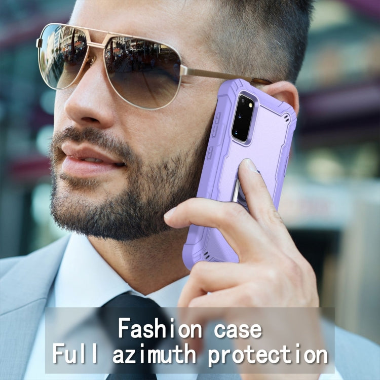 For Samsung Galaxy S20 FE / FE 5G PC + Rubber 3-layers Shockproof Protective Case with Rotating Holder(Purple) - Galaxy S20 FE Cases by buy2fix | Online Shopping UK | buy2fix