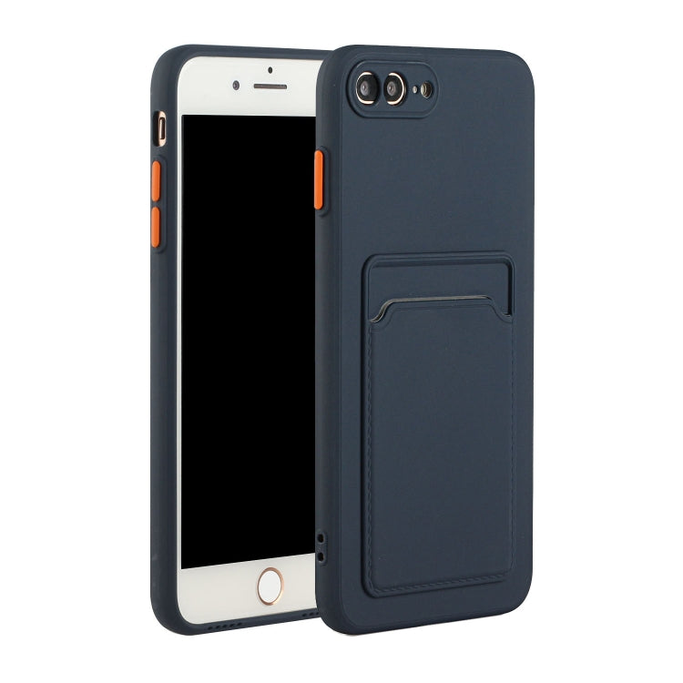Card Slot Design Shockproof TPU Protective Case For iPhone 8 & 7(Dark Blue) - More iPhone Cases by buy2fix | Online Shopping UK | buy2fix
