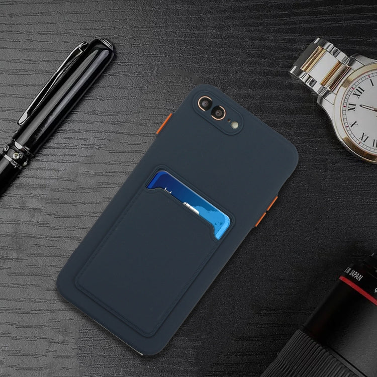 Card Slot Design Shockproof TPU Protective Case For iPhone 8 & 7(Dark Blue) - More iPhone Cases by buy2fix | Online Shopping UK | buy2fix
