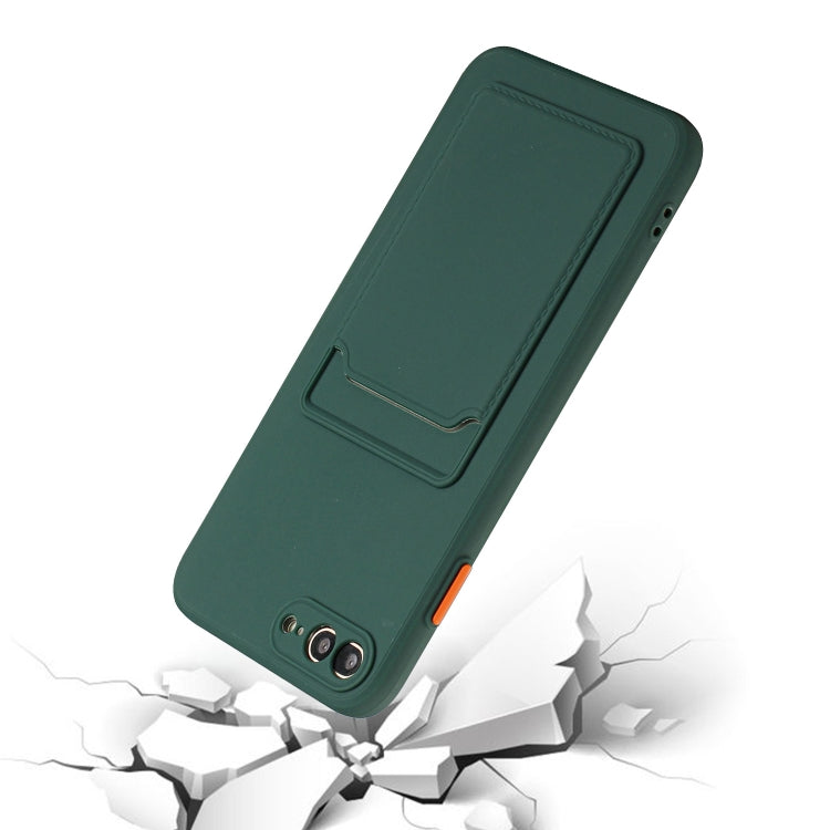 Card Slot Design Shockproof TPU Protective Case For iPhone 8 & 7(Dark Green) - More iPhone Cases by buy2fix | Online Shopping UK | buy2fix