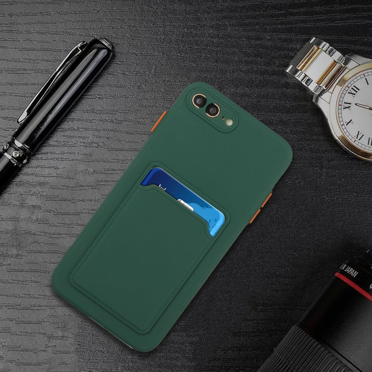 Card Slot Design Shockproof TPU Protective Case For iPhone 8 & 7(Dark Green) - More iPhone Cases by buy2fix | Online Shopping UK | buy2fix