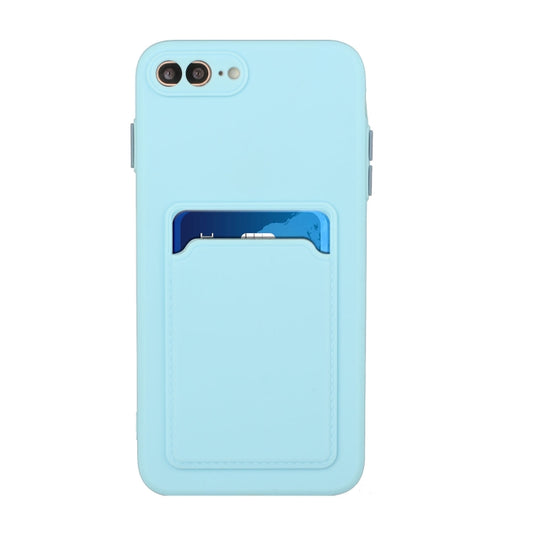 Card Slot Design Shockproof TPU Protective Case For iPhone 8 Plus & 7 Plus(Sky Blue) by buy2fix