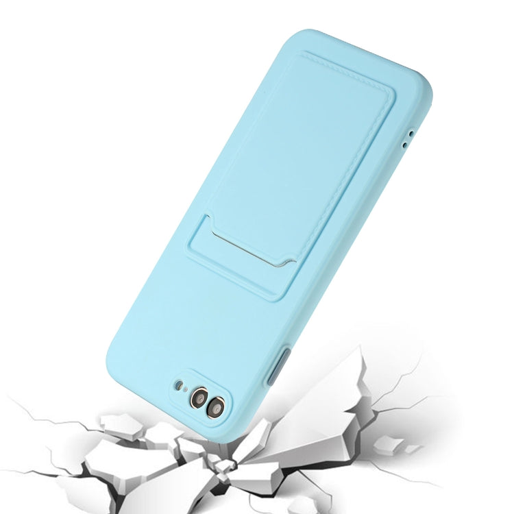 Card Slot Design Shockproof TPU Protective Case For iPhone 8 Plus & 7 Plus(Sky Blue) - More iPhone Cases by buy2fix | Online Shopping UK | buy2fix