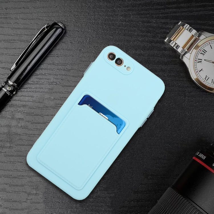 Card Slot Design Shockproof TPU Protective Case For iPhone 8 Plus & 7 Plus(Sky Blue) - More iPhone Cases by buy2fix | Online Shopping UK | buy2fix