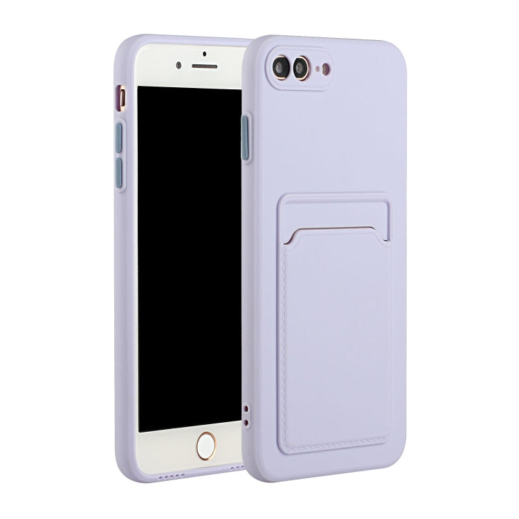 Card Slot Design Shockproof TPU Protective Case For iPhone 8 Plus & 7 Plus(Purple) - More iPhone Cases by buy2fix | Online Shopping UK | buy2fix