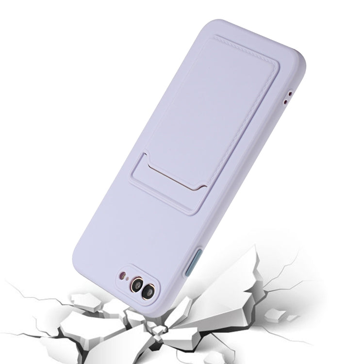 Card Slot Design Shockproof TPU Protective Case For iPhone 8 Plus & 7 Plus(Purple) - More iPhone Cases by buy2fix | Online Shopping UK | buy2fix