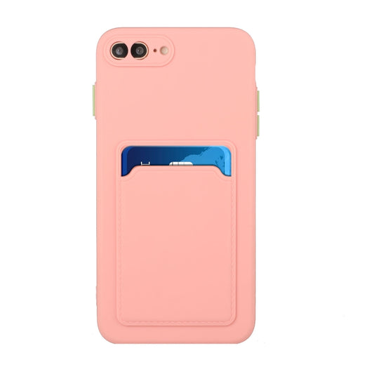 Card Slot Design Shockproof TPU Protective Case For iPhone 8 Plus & 7 Plus(Pink) by buy2fix