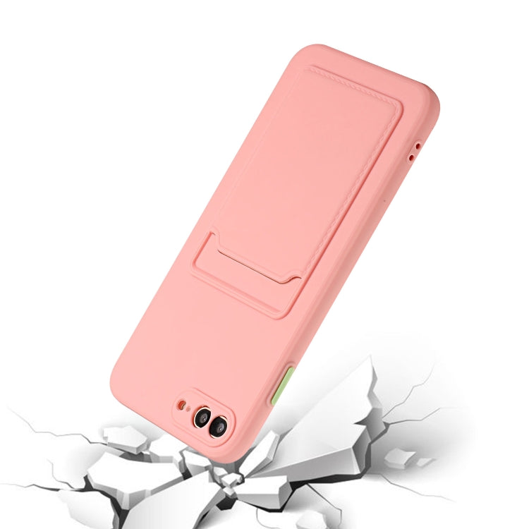 Card Slot Design Shockproof TPU Protective Case For iPhone 8 Plus & 7 Plus(Pink) - More iPhone Cases by buy2fix | Online Shopping UK | buy2fix