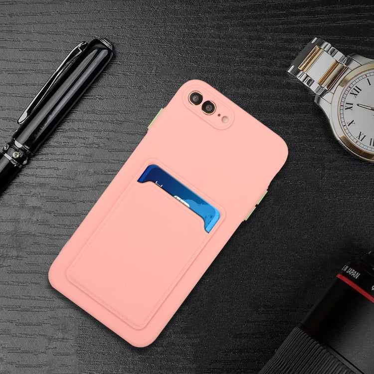 Card Slot Design Shockproof TPU Protective Case For iPhone 8 Plus & 7 Plus(Pink) - More iPhone Cases by buy2fix | Online Shopping UK | buy2fix