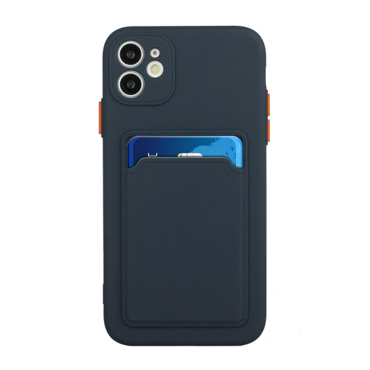 Card Slot Design Shockproof TPU Protective Case For iPhone 11(Dark Blue) by buy2fix