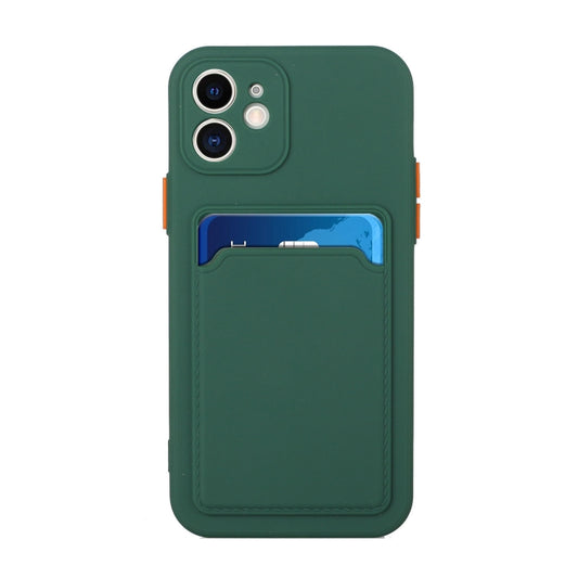 Card Slot Design Shockproof TPU Protective Case For iPhone 11(Dark Green) by buy2fix