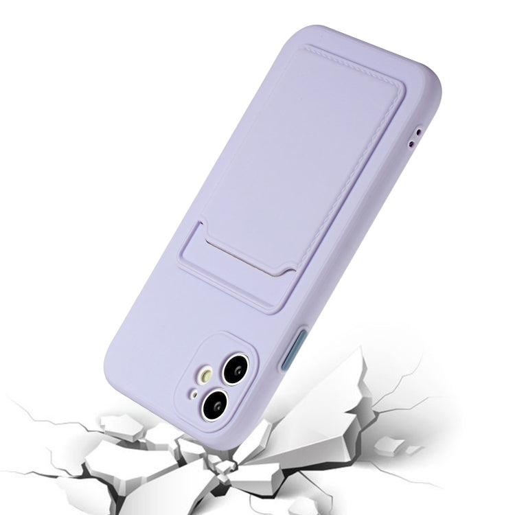 For iPhone 12 mini Card Slot Design Shockproof TPU Protective Case (Purple) - iPhone 12 mini Cases by buy2fix | Online Shopping UK | buy2fix