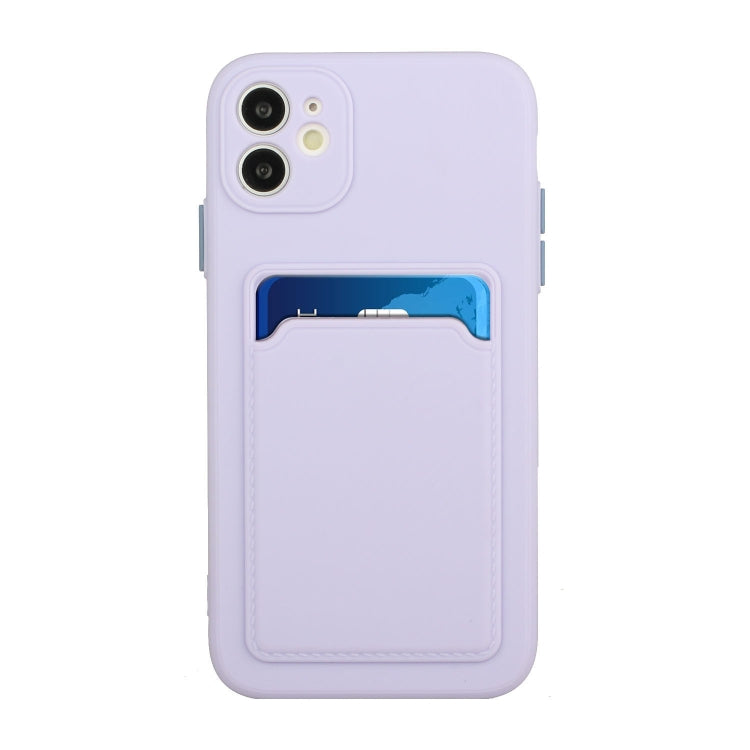 For iPhone 12 Card Slot Design Shockproof TPU Protective Case(Purple) - iPhone 12 / 12 Pro Cases by buy2fix | Online Shopping UK | buy2fix
