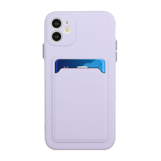 For iPhone 12 Card Slot Design Shockproof TPU Protective Case(Purple) by buy2fix