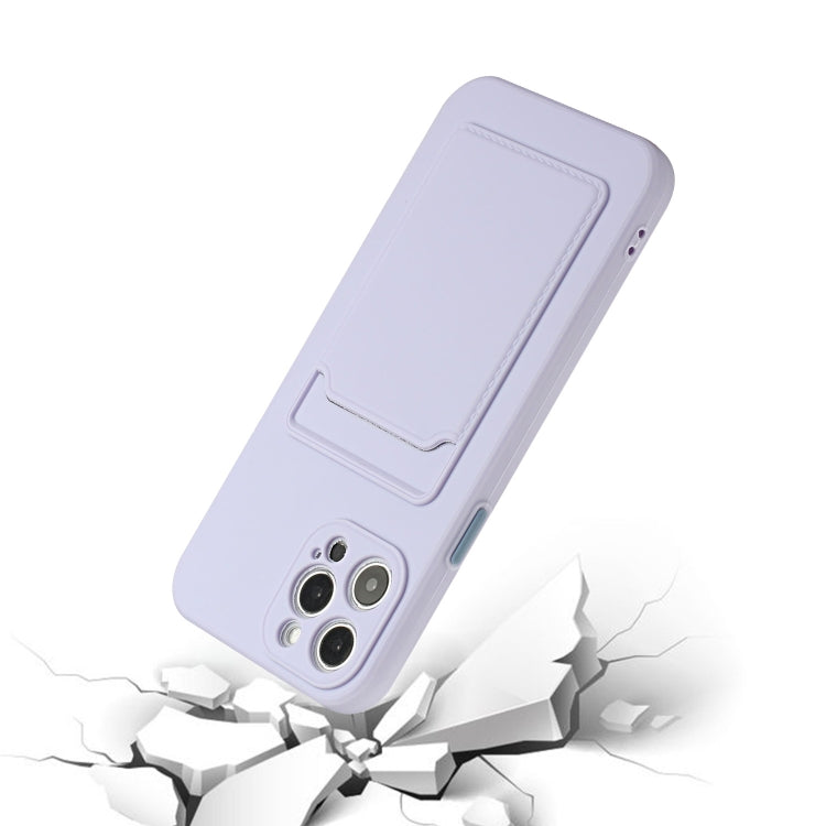 For iPhone 12 Pro Max Card Slot Design Shockproof TPU Protective Case(Purple) - iPhone 12 Pro Max Cases by buy2fix | Online Shopping UK | buy2fix