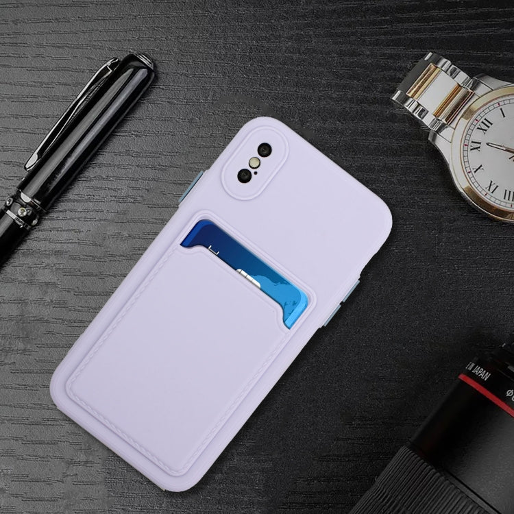 For iPhone X / XS Card Slot Design Shockproof TPU Protective Case(Purple) - More iPhone Cases by buy2fix | Online Shopping UK | buy2fix